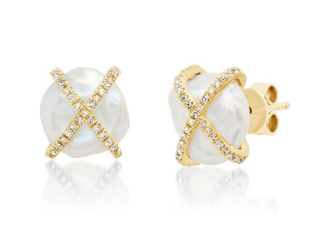 Samira 13 Diamond Cage Pearl Earrings Online