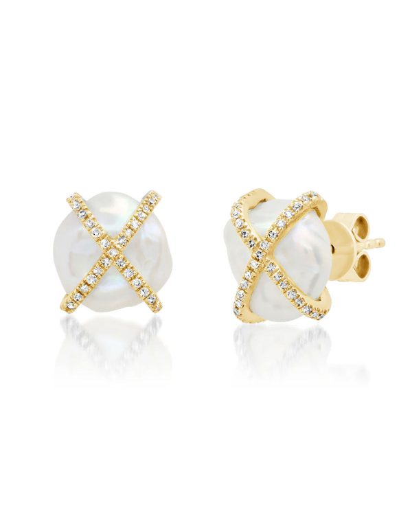 Samira 13 Diamond Cage Pearl Earrings Online