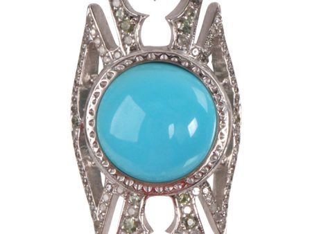 XL Diamond and Turquoise Maltese Cross Ring Sale