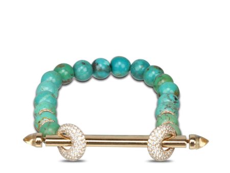 Turquoise and Diamond Chakra Bracelet For Sale