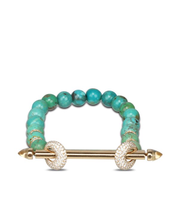 Turquoise and Diamond Chakra Bracelet For Sale