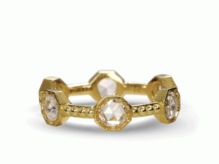 Rose Diamond Hexagon Caviar Ring Online