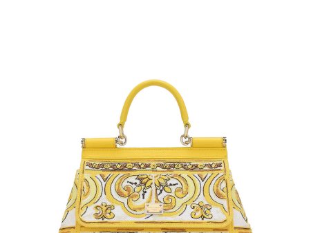 Medium Sicily Top Handle Bag in Yellow Majolica Discount