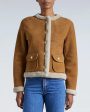 Beige and Cognac Carmen Shearling Jacket For Cheap