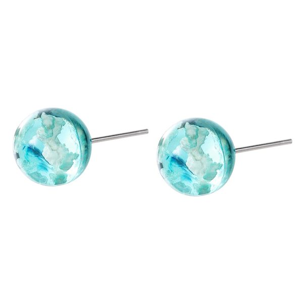 Blue & White Cloud Ball Stud Earrings Hot on Sale