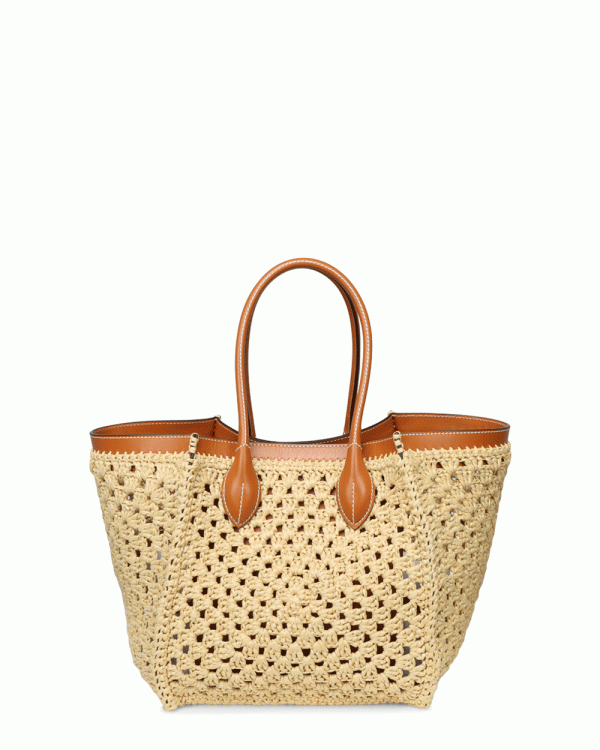 Borsa Crotchet Shopping Tote in Banana and Cream Sale