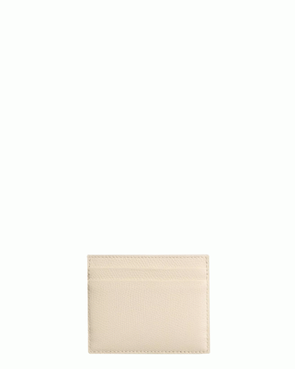 VLogo Signature Soft Grain Card Case in Light Ivory Online Sale