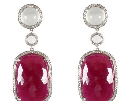 Ruby and Moonstone Earrings Online Sale