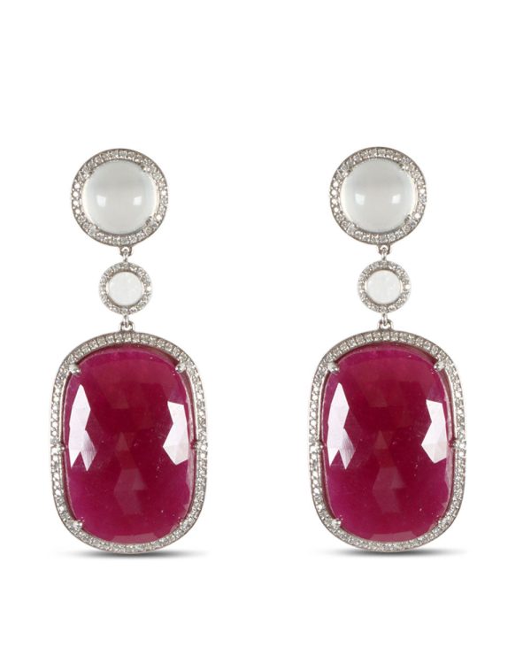 Ruby and Moonstone Earrings Online Sale