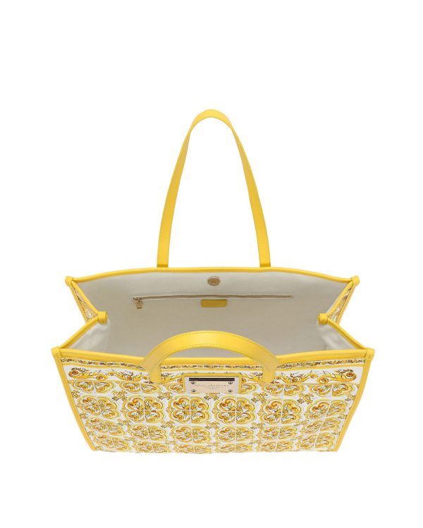 Large Sicily Shopper Tote Bag in Yellow Majolica Discount