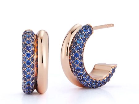 Thoby Blue Sapphire Tubular Huggie Earrings Fashion