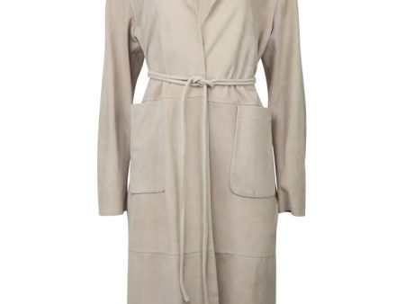 Beige Suede Overcoat Hot on Sale