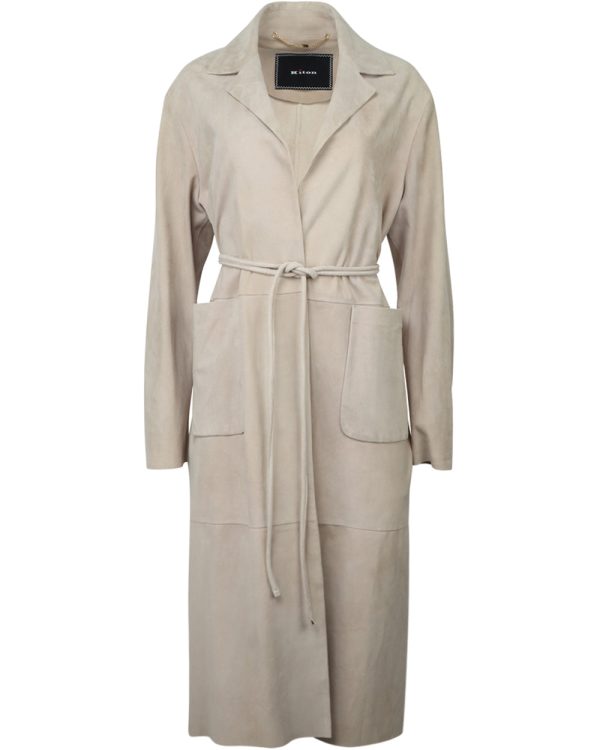 Beige Suede Overcoat Hot on Sale