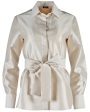 Beige Belted Button Down Shirt Hot on Sale