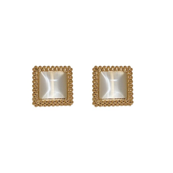 Cats Eye & 18K Gold-Plated Square Stud Earrings Discount