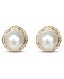 Round Pearl and Diamond Earrings on Sale