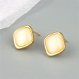 Cats Eye & 18K Gold-Plated Rhombus Stud Earrings For Cheap