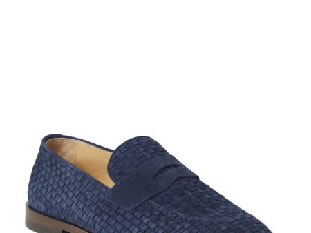 Suede Woven Loafer in Ocean Blue Cheap