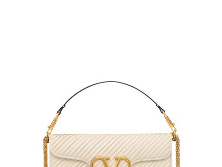 Locó Pleated Nappa Shoulder Bag in Ivory Sale