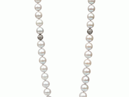 Grey Freshwater Pearl and Black Diamond Necklace Sale