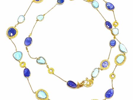 Aquamarine and Tanzanite Affinity Necklace For Sale