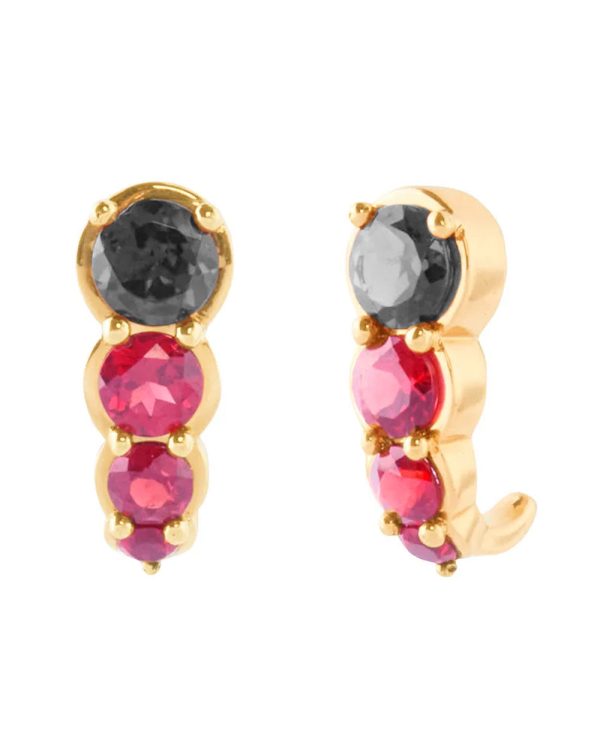 Black Diamond and Rubellite Hook Earrings For Cheap