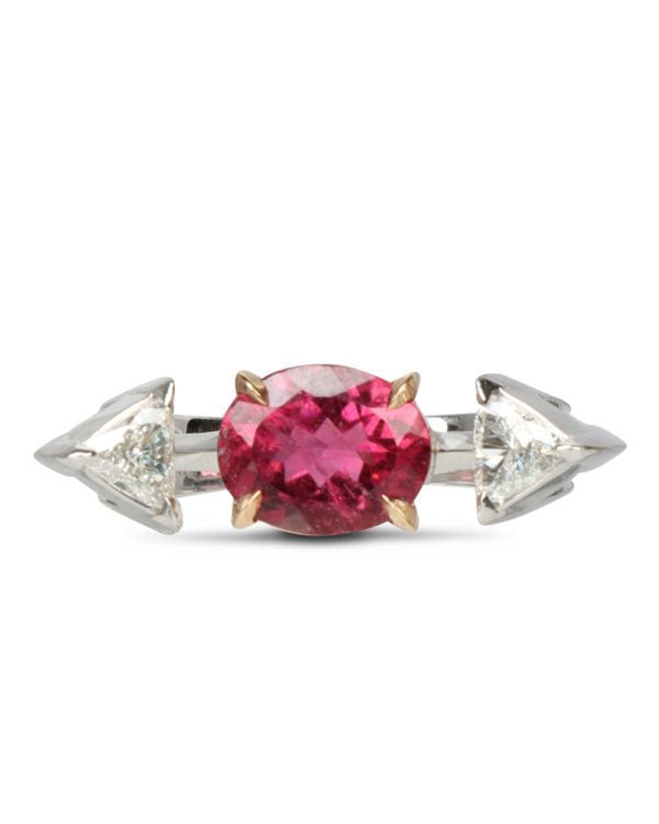 Rubellite and Diamond Gravity Ring Discount