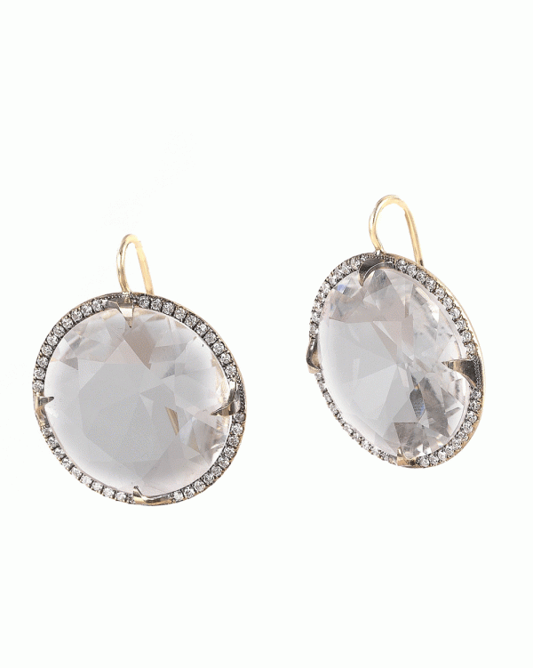 Round White Quartz Earrings Sale