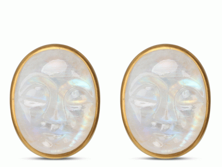 Moonstone Moon Face Clip Back Earrings Online Sale