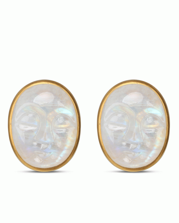 Moonstone Moon Face Clip Back Earrings Online Sale