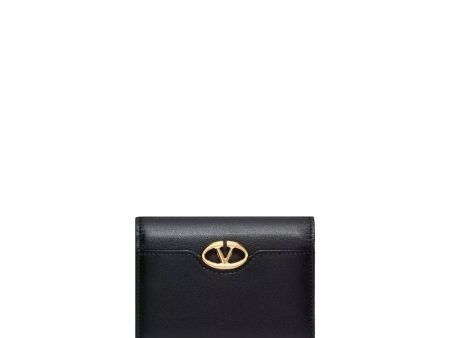 Bold VLogo Flap French Wallet in Nero Cheap