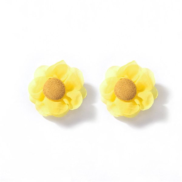 Yellow Floral Stud Earrings For Sale