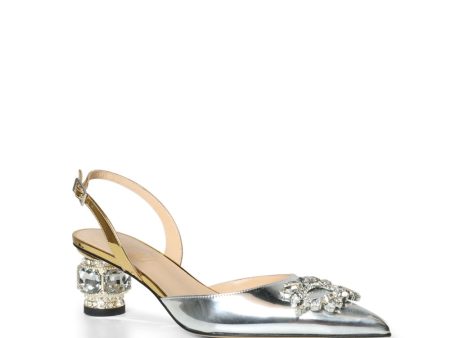 Aurum 50mm Slingback Heel in Silver Online Sale