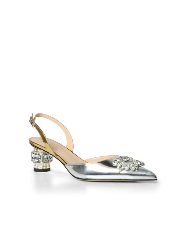 Aurum 50mm Slingback Heel in Silver Online Sale