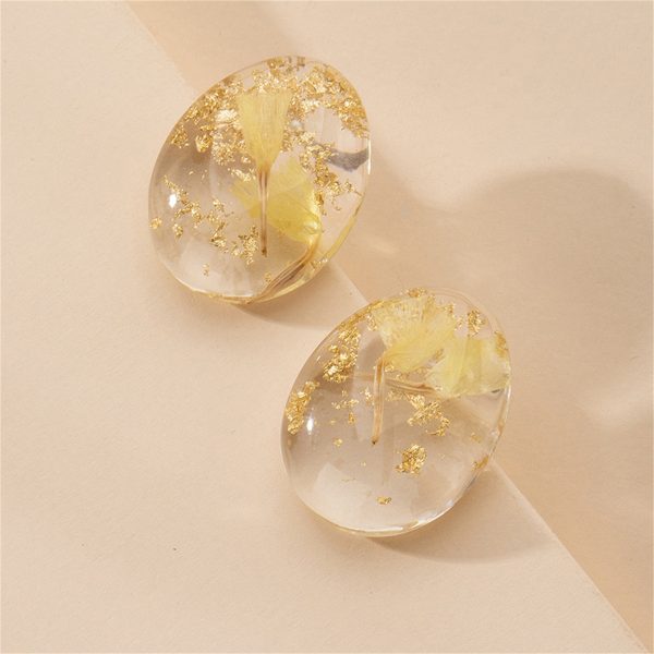 Yellow Floral & Silver-Plated Earrings Online now