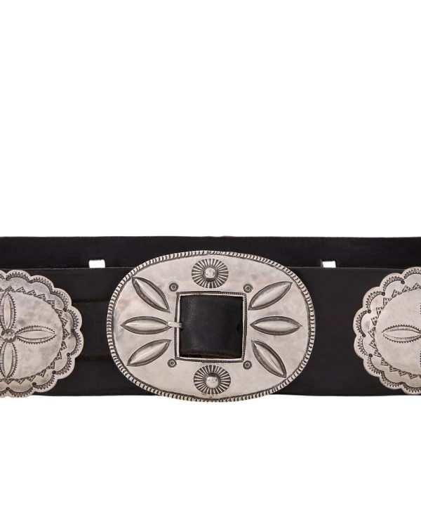 Leather Cast Concho Belt in Black Online