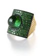 Tsavorite and Green Tourmaline Crownwork Ring Fashion